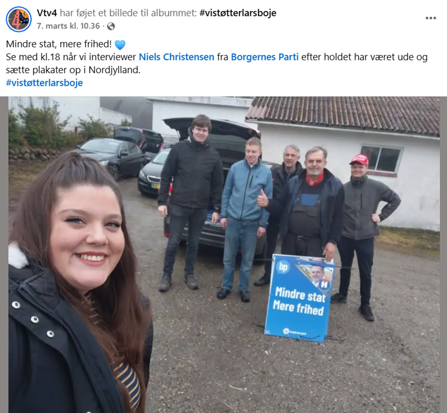 Her ses et af mange opslag fra sociale medier, hvor Anita Vivian Alexandru støtter Borgernes Parti og Lars Boje Mathiesen.