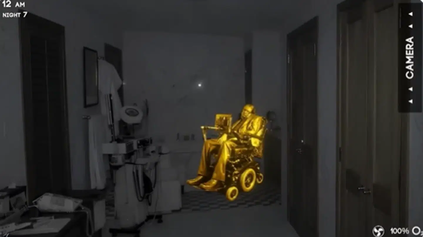 Her ses Stephen Hawking i spillet.