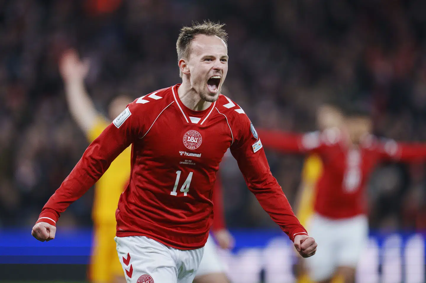 Mikkel Damsgaard satte Danmark i gang med sin scoring til 1-0 kort efter pausen torsdag aften.