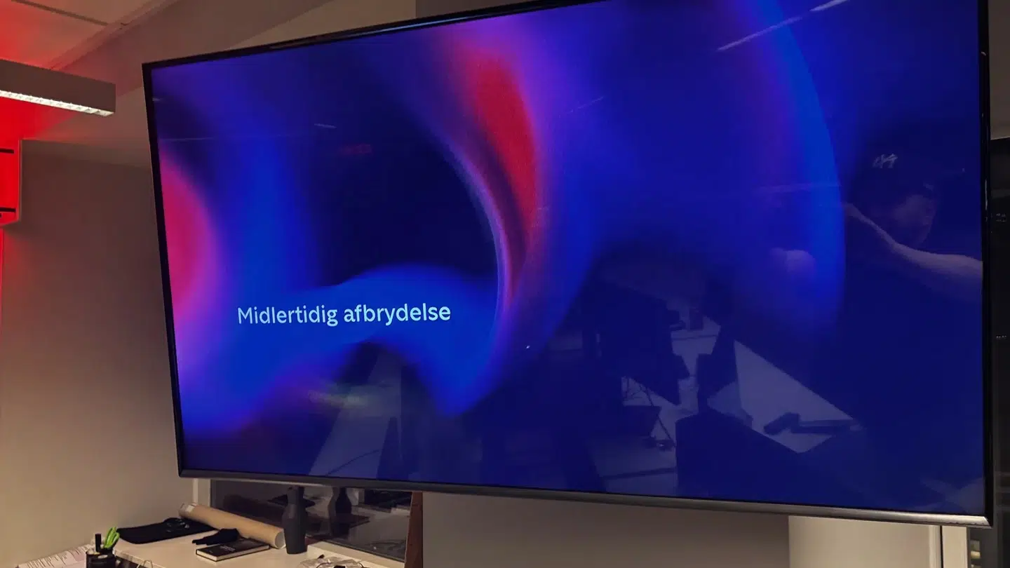 Denne skærm blev TV 2-seere mødt af i pausen.