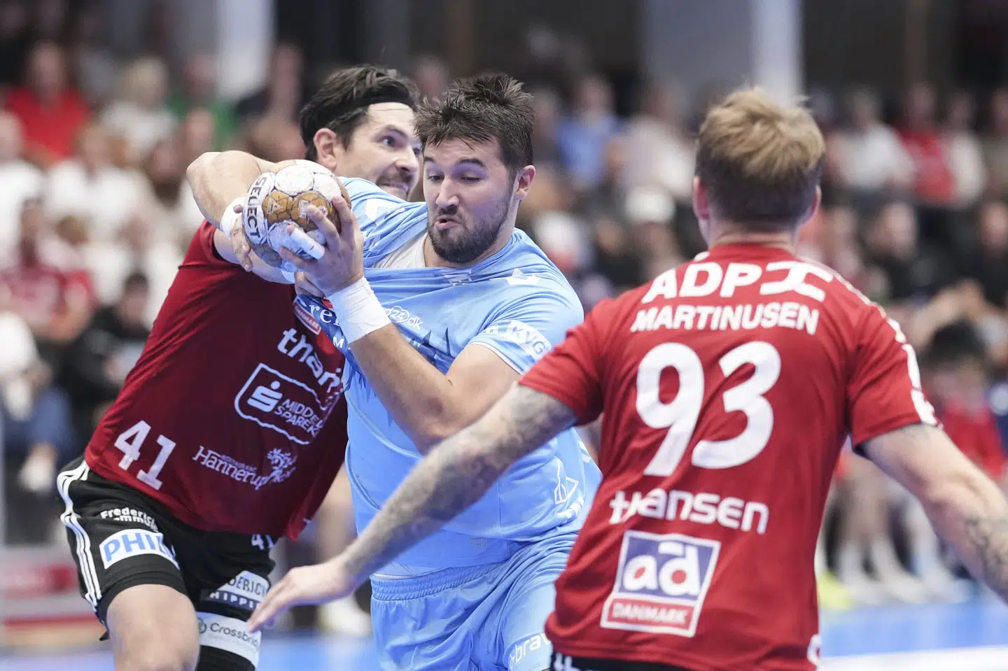 Fredericia (røde trøjer, red.) slog Mors-Thy og er klar til slutspillet. (Arkivfoto).