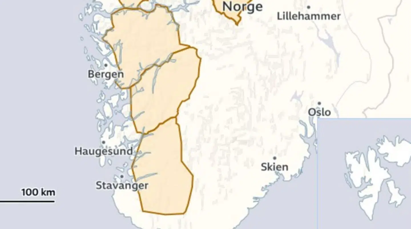 Her er områderne, hvor der er udstedt varsel.