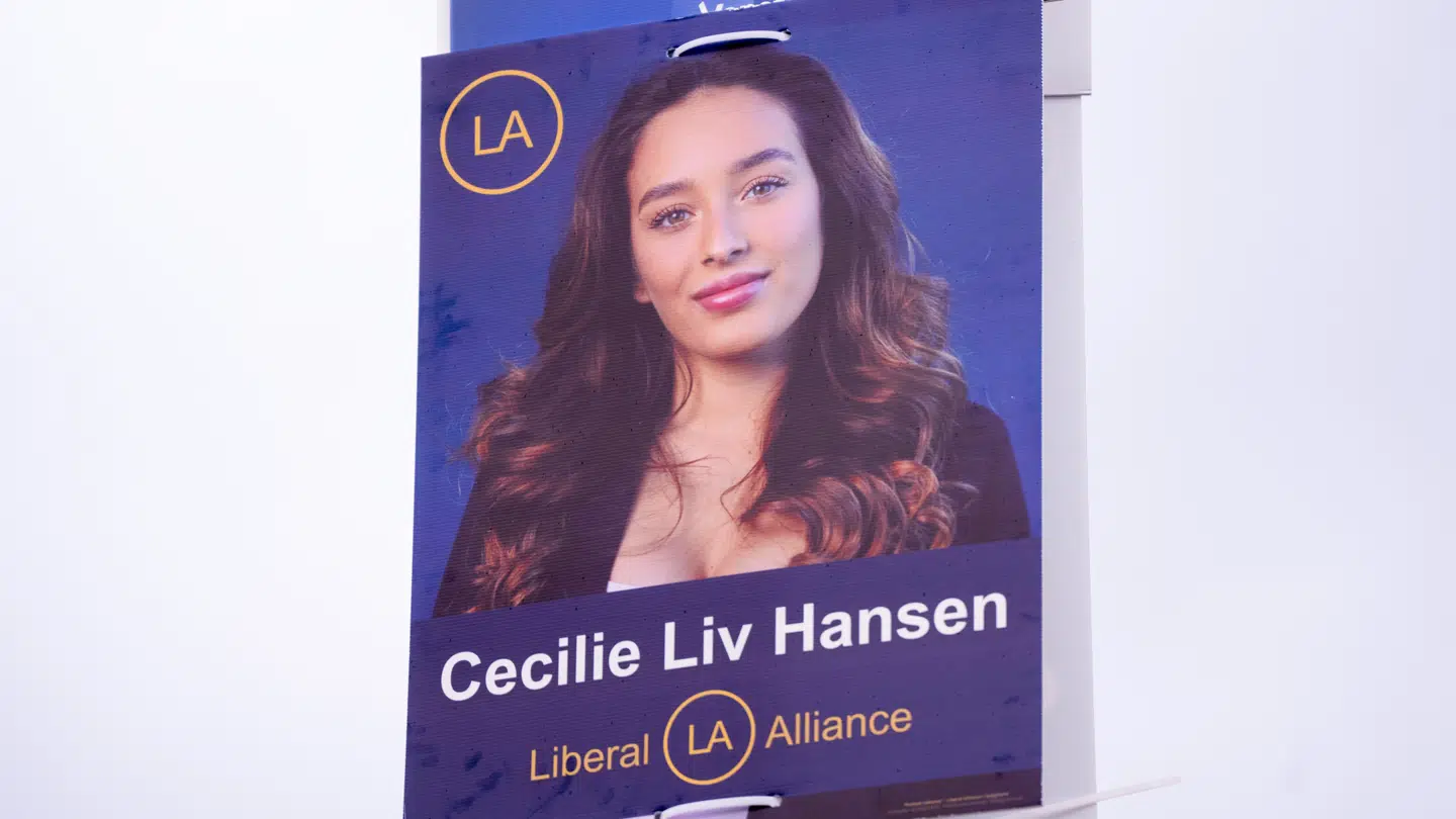 Valgplakat for Cecilie Liv Hansen fra Liberal Alliance i Kolding.