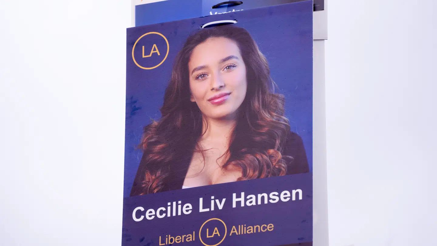 Valgplakat for Cecilie Liv Hansen fra Liberal Alliance i Kolding.