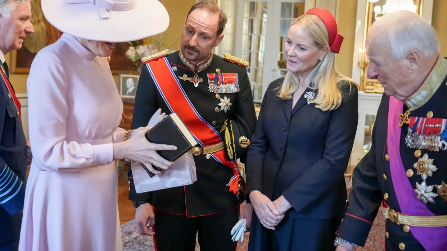 Mette-Marit deltog i audiens hos det belgiske kongepar sammen med kong Harald, dronning Sonja og hendes mand, kronprins Haakon.
