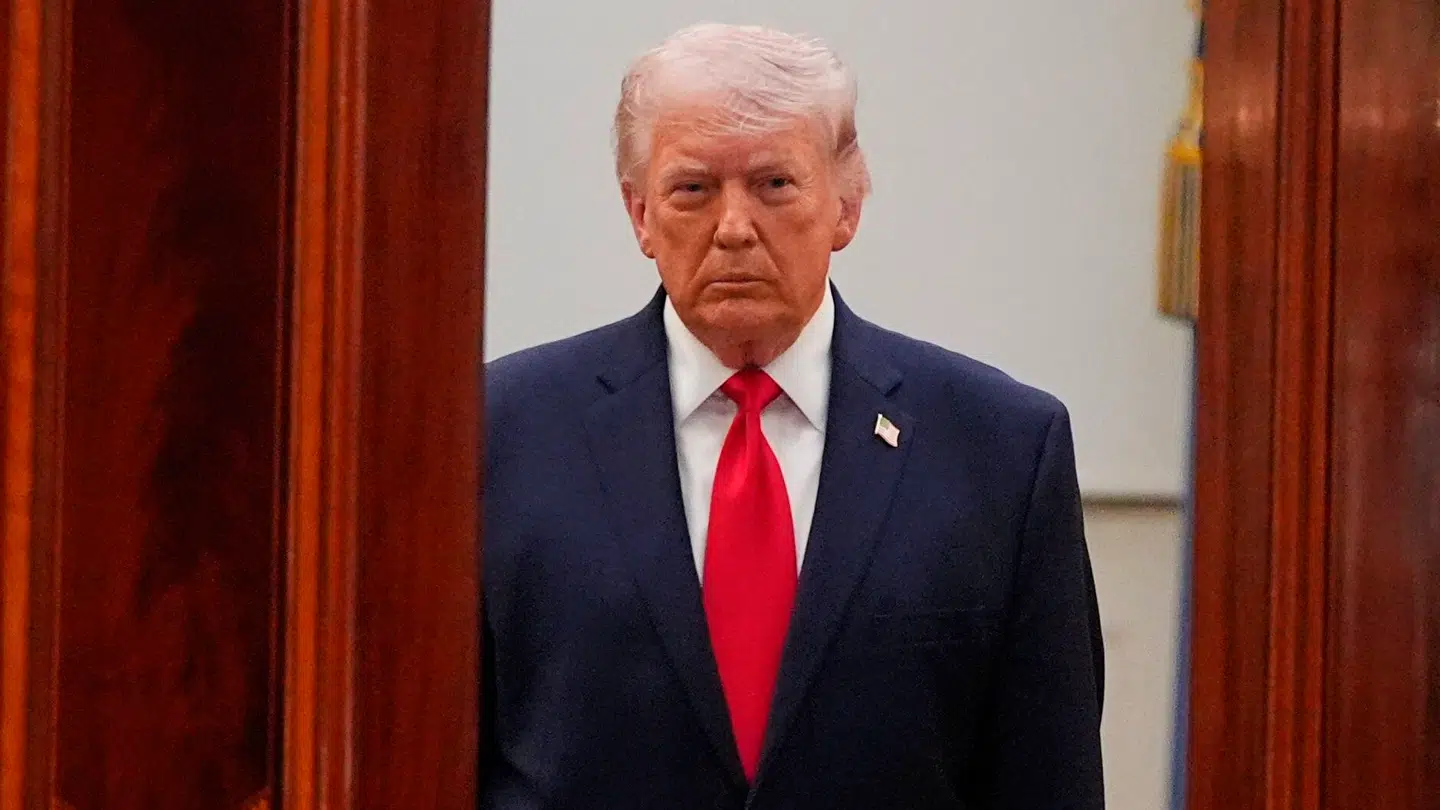 Den amerikanske præsident, Donald Trump, ses her ankomme til sin tale i Det Hvide Hus natten til torsdag dansk tid.