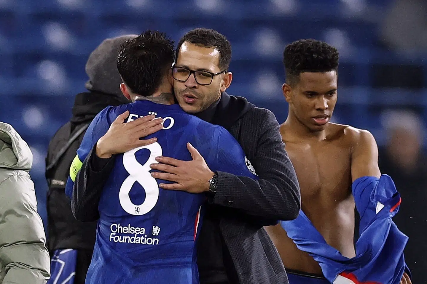 Enzo Fernandez og Liam Rosenior fejrer en sejr over græske Pafos i januar. (Arkivfoto).