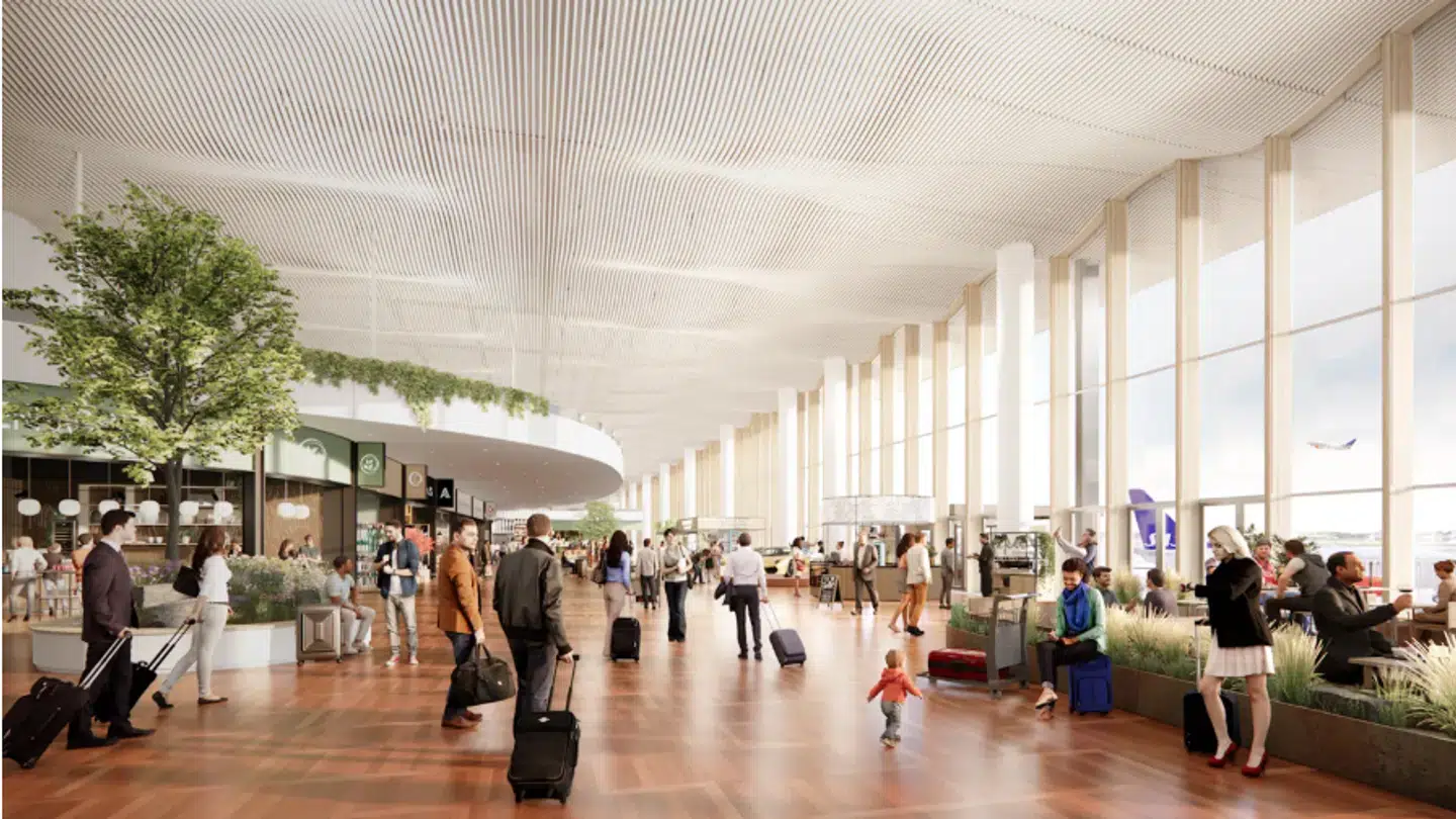 Computerskabtbillede af den kommende facade ved Terminal 3.