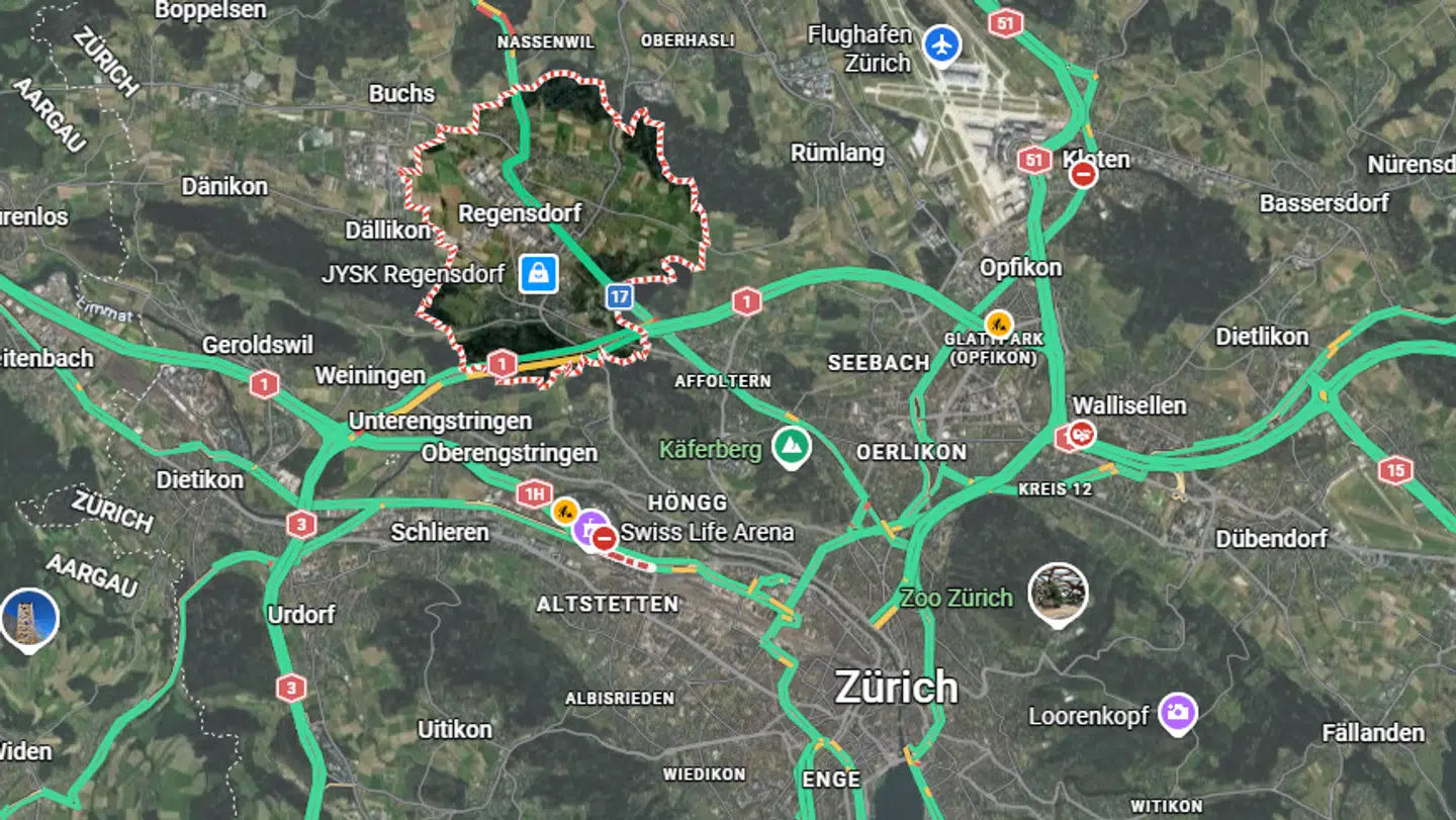 Kommunen Regensdorf ligger lidt nord for den schweiziske storby Zürich.