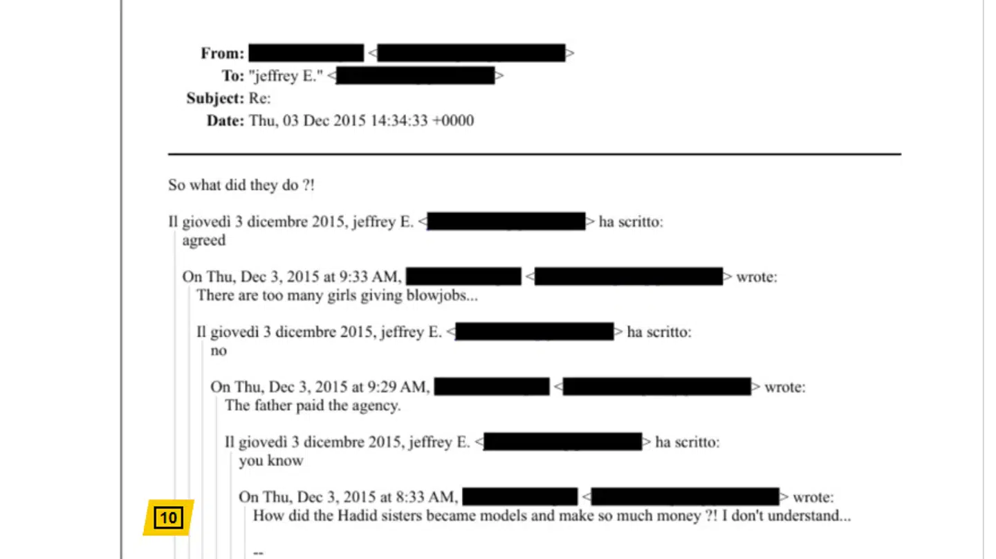 Epstein og den ukendte person undrede sig i korrespondancen over, hvordan søstrene havde slået igennem som modeller og kunne tjene så store summer.