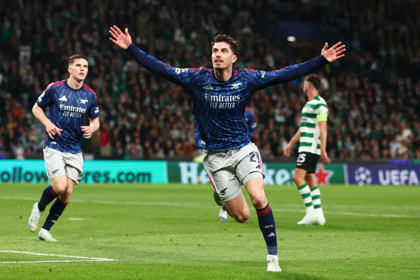 Kai Havertz blev matchvinder i overtiden, da Arsenal slog Sporting.