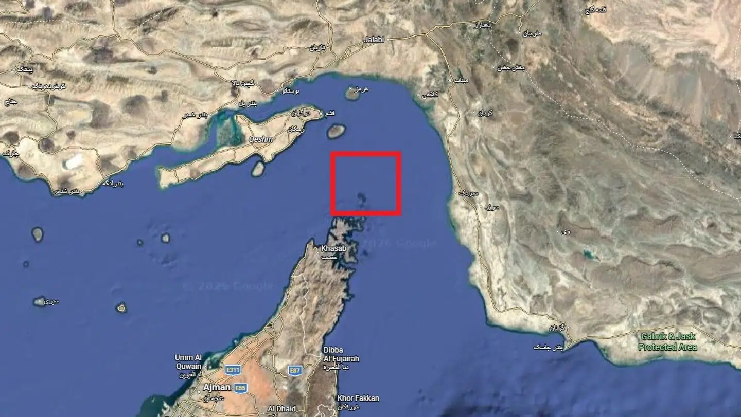 Dette område af Hormuzstrædet er ifølge Irans Revolutionsgarde blevet mineret.
