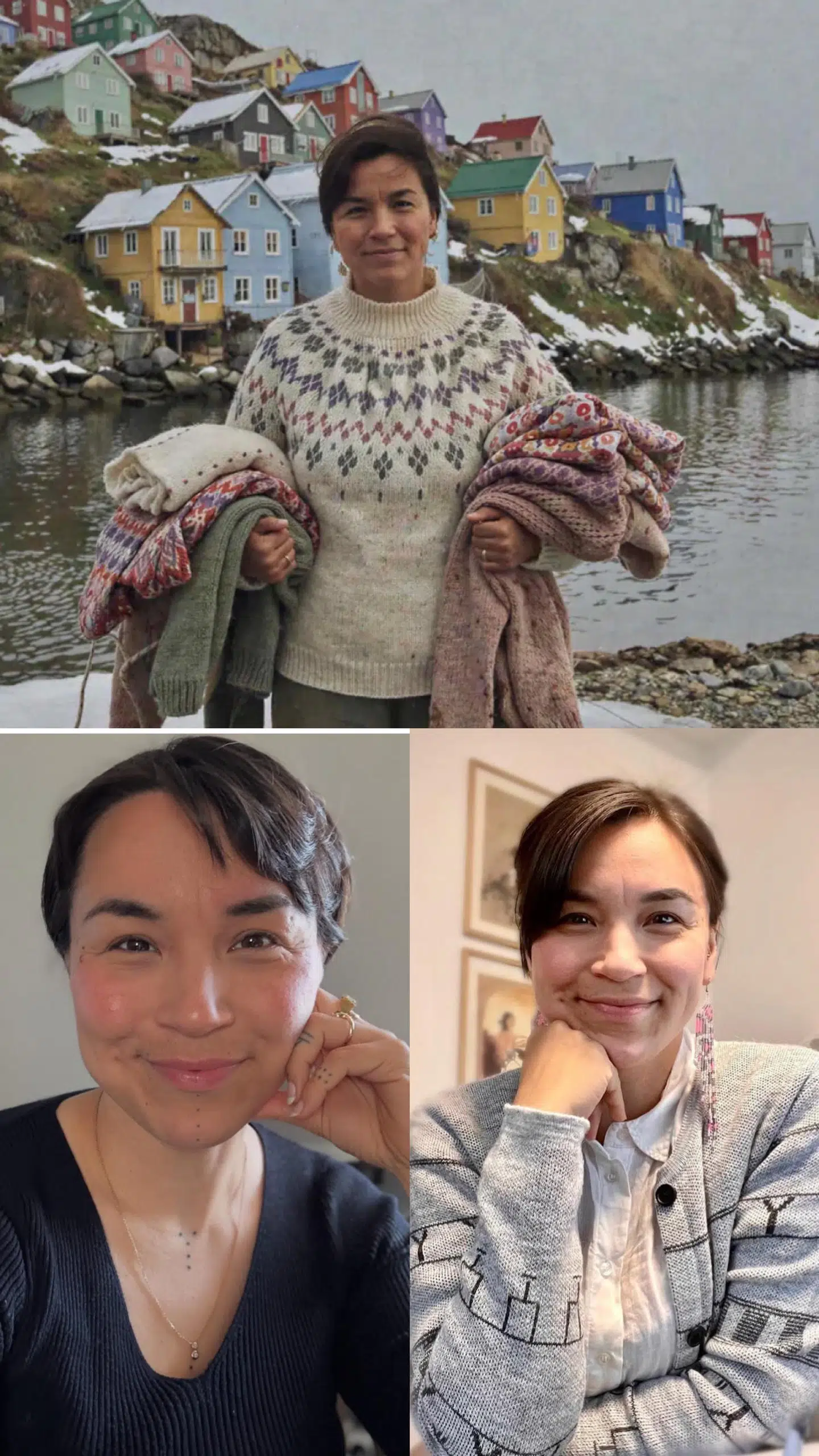 Billedet nederst til venstre er et ægte foto af Josepha. De andre to er Ai-genereret.