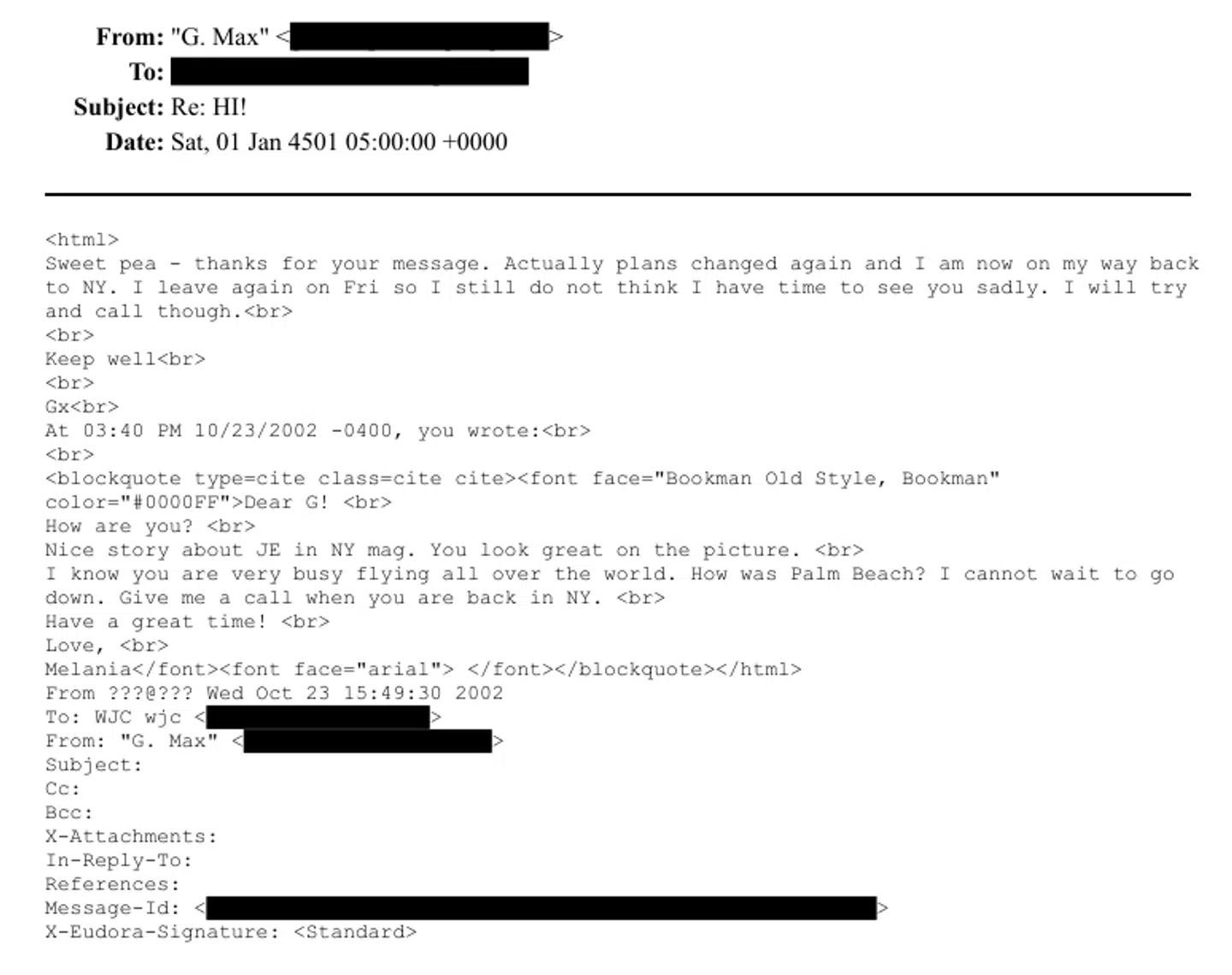 Ghislaine Maxwells svar til Melania Trump.