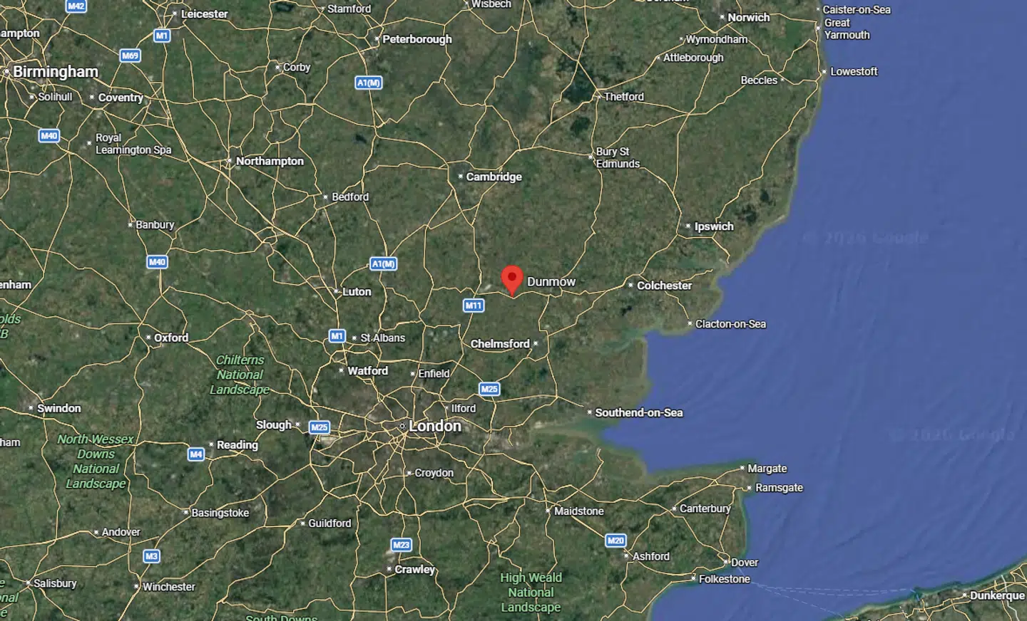 Ulykken fandt sted i den engelske by Dunmow.