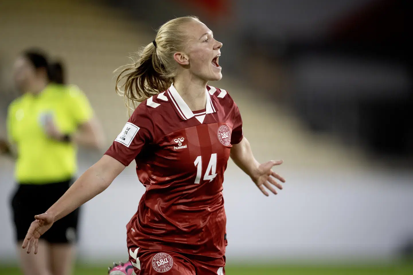 Sofie Bredgaard scorede Danmarks første mål i VM-kvalifikationen, da Danmark åbnede med en 3-1-sejr over Serbien. (Arkivfoto).