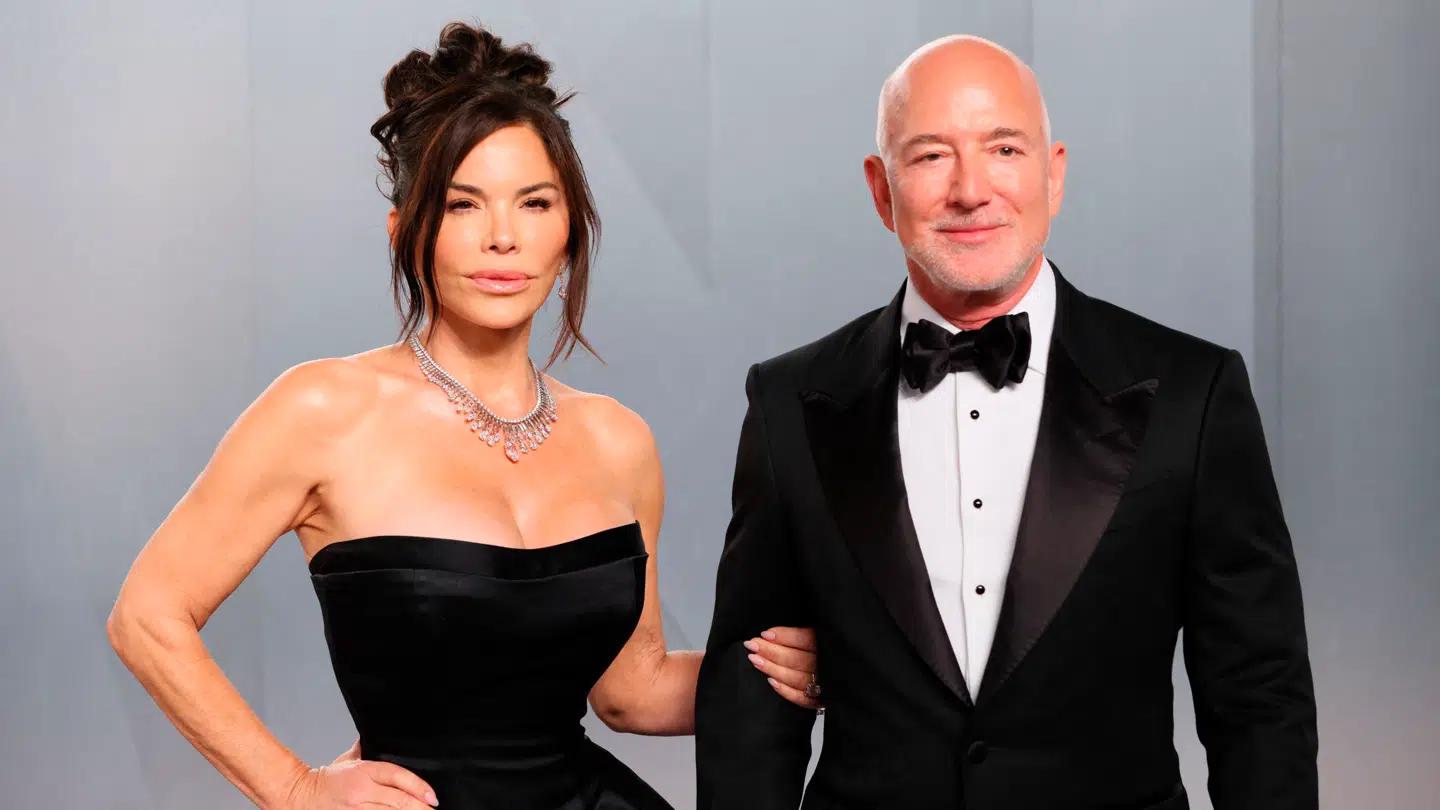 US journalist Lauren Sanchez and US Amazon's founder Jeff Bezos attends the Vanity Fair Oscar Party at the Los Angeles County Museum of Art (LACMA) in Los Angeles on March 15, 2026. (Photo by Jean Baptiste Lacroix / AFP)