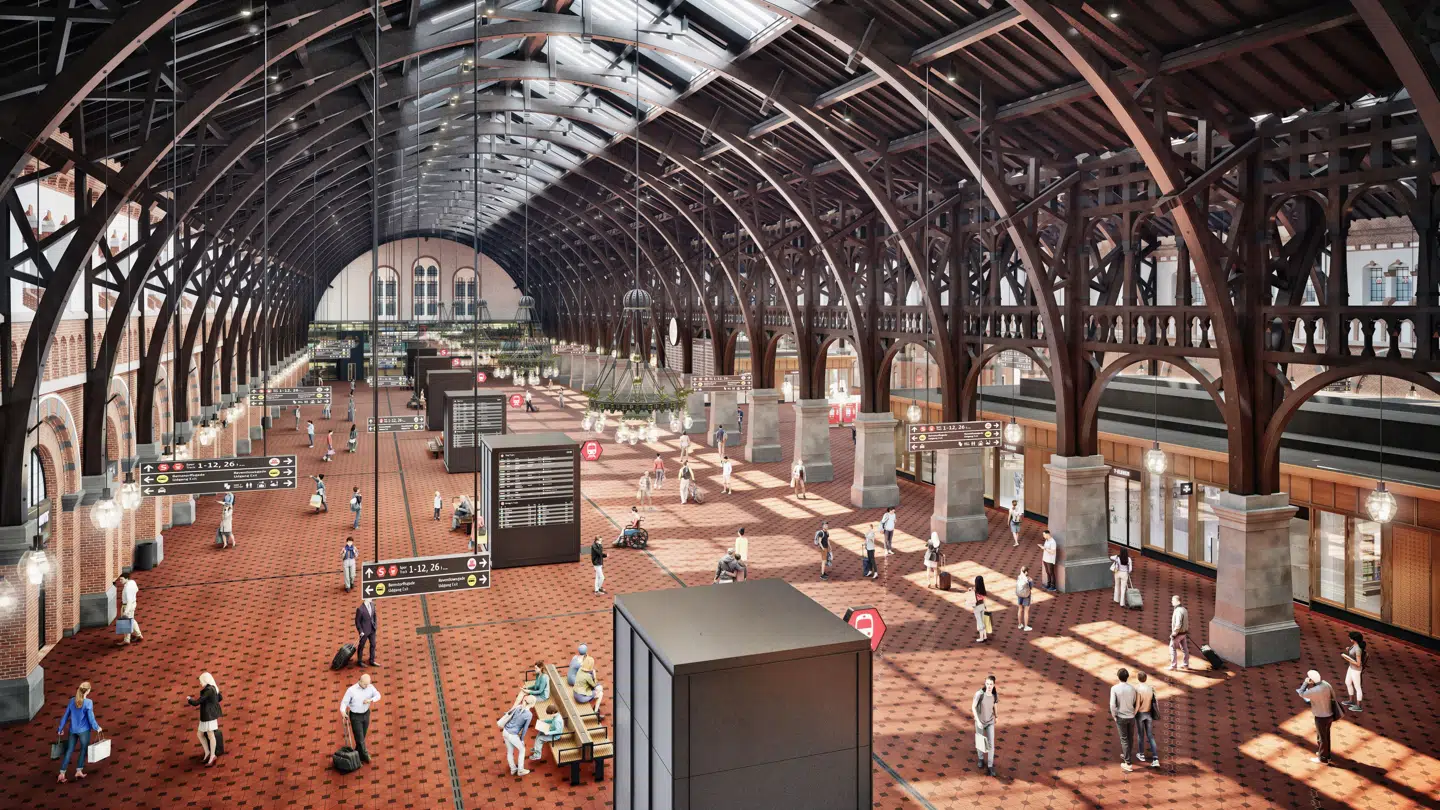 Banegårdshallen skal deles op i en rejsehal og en butikshal.