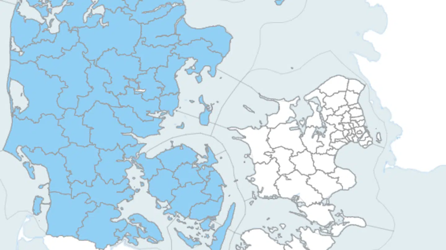 Varslet risikerer at ramme store dele af Danmark.