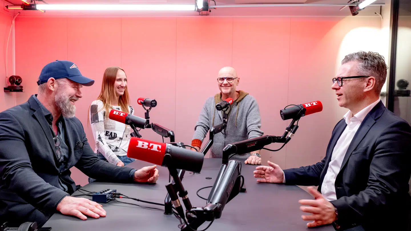 Holdet bag ny politisk Podcast på B.T. – Joachim B. Olsen, Emilie Jäger, Henrik Qvortrup og chefredaktør Simon Richard Nielsen.