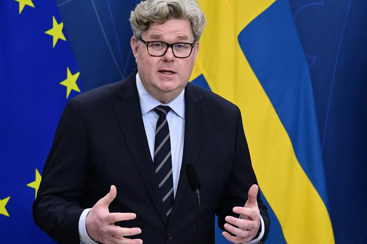 Sveriges justitsminister, Gunnar Strömmer, kalder det "svimlende", at 52 børn under 15 år sidste år var involveret i svenske retssager om mord i 2025. (Arkivfoto).