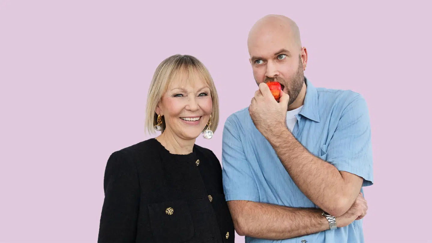 Værterne på 'Hjerteflimmer for voksne' Jytte Vikkelsøe og Sebastian Lynggaard.