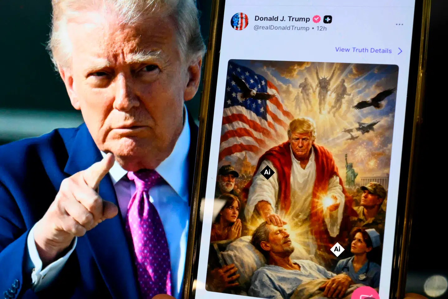 Donald Trump er mere populær end ai. Måske fordi han er så god til at lave illustrationer med hjælp fra ai. Her vistnok som læge.