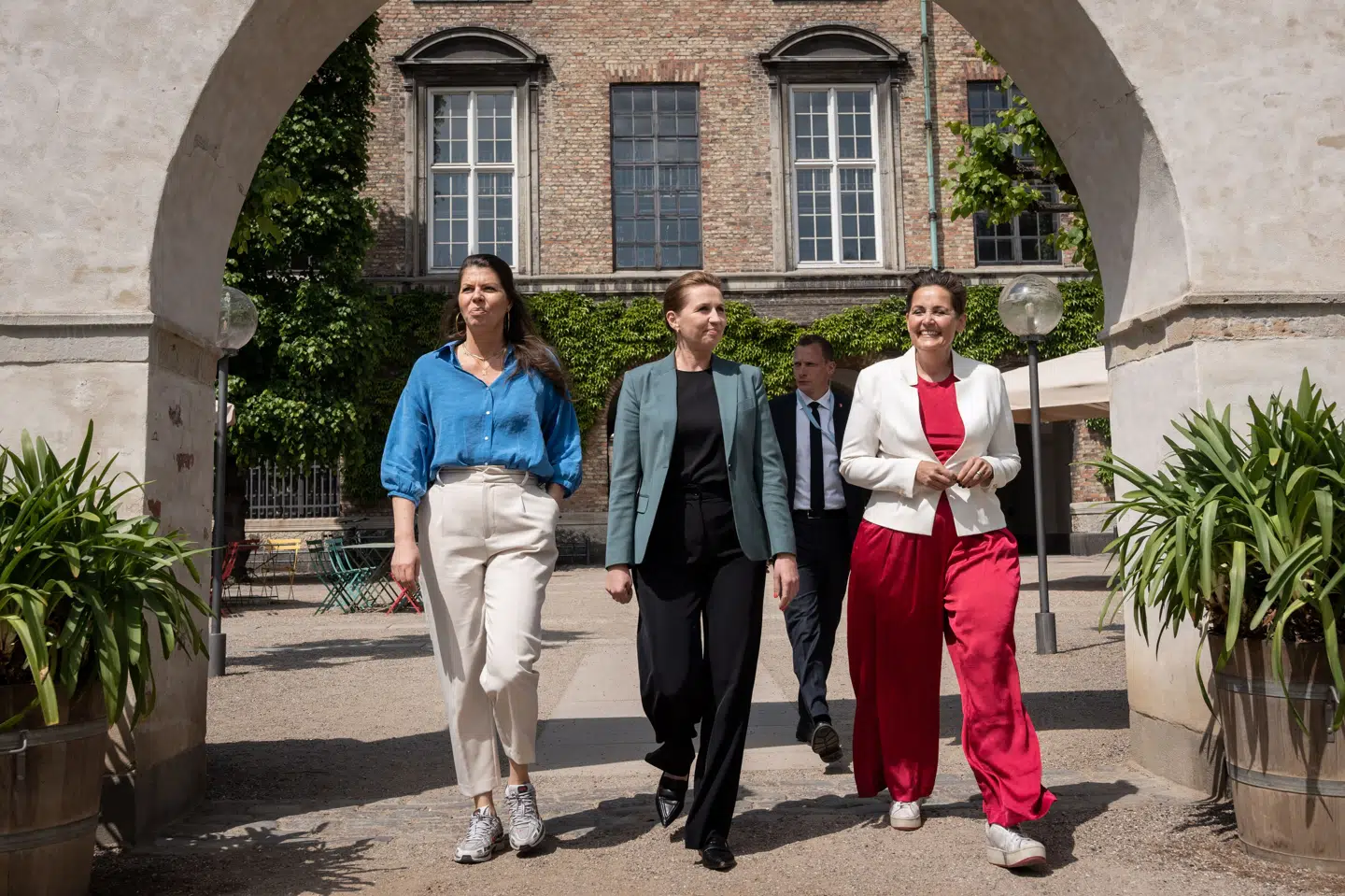 Alternativet, Socialdemokratiet og SF præsenterede deres valgforbund ved et pressemøde i maj 2023. (Arkivfoto).