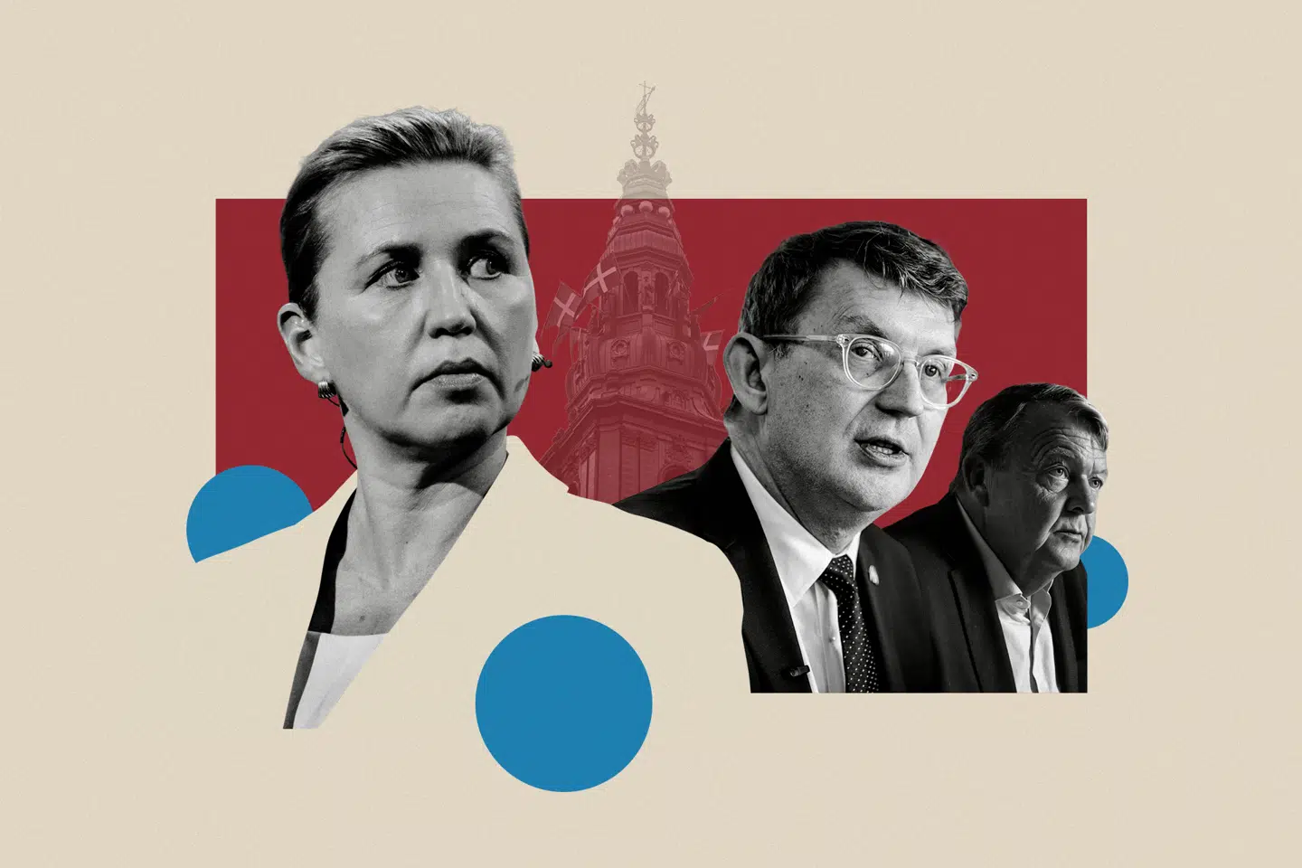 Mette Frederiksen (S), Troels Lund Poulsen (V), Lars Løkke Rasmussen (M). Foto: Mathias Svold/Mads Claus Rasmussen/Thomas Lekfeldt/Ritzau Scanpix.