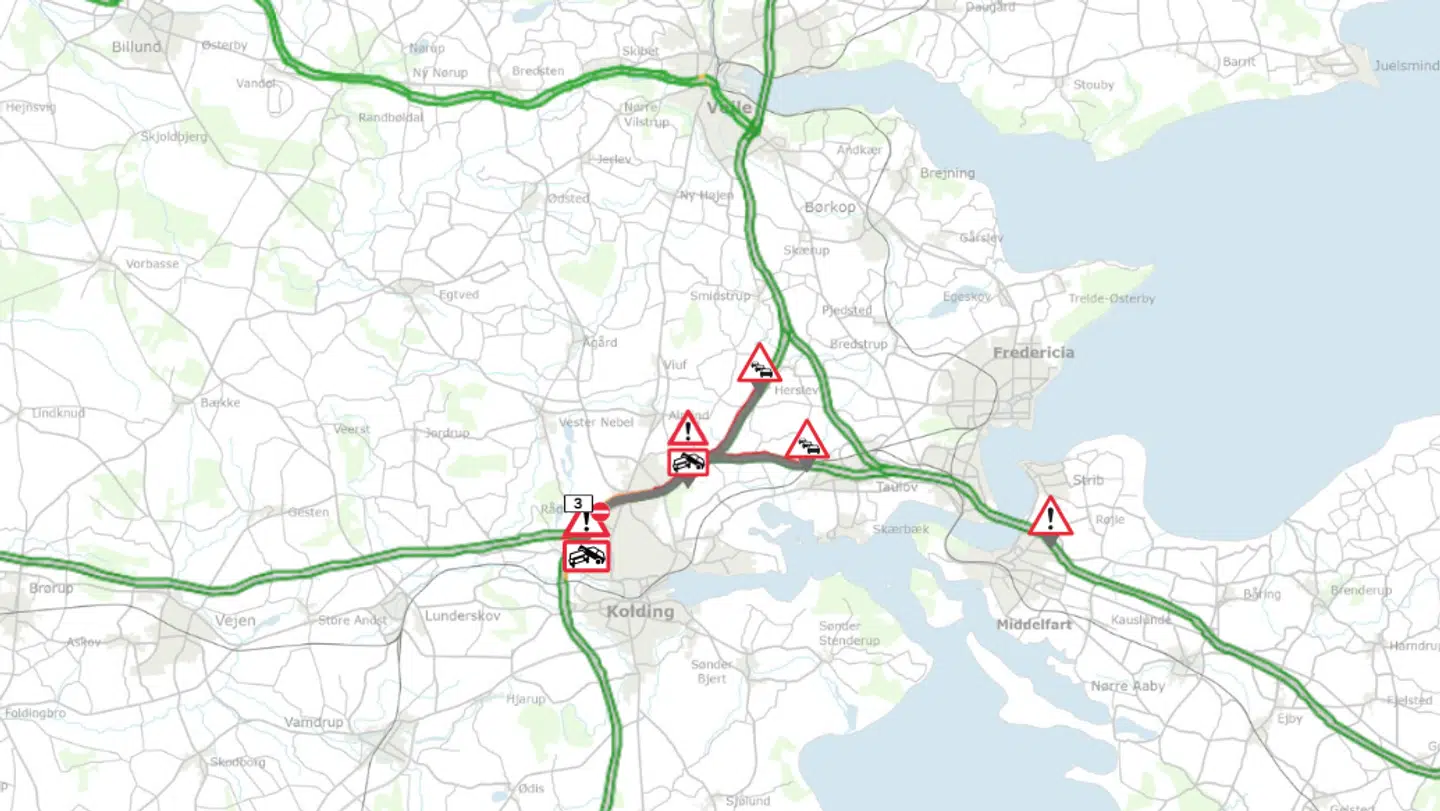 Trafikken er kraftig påvirket.