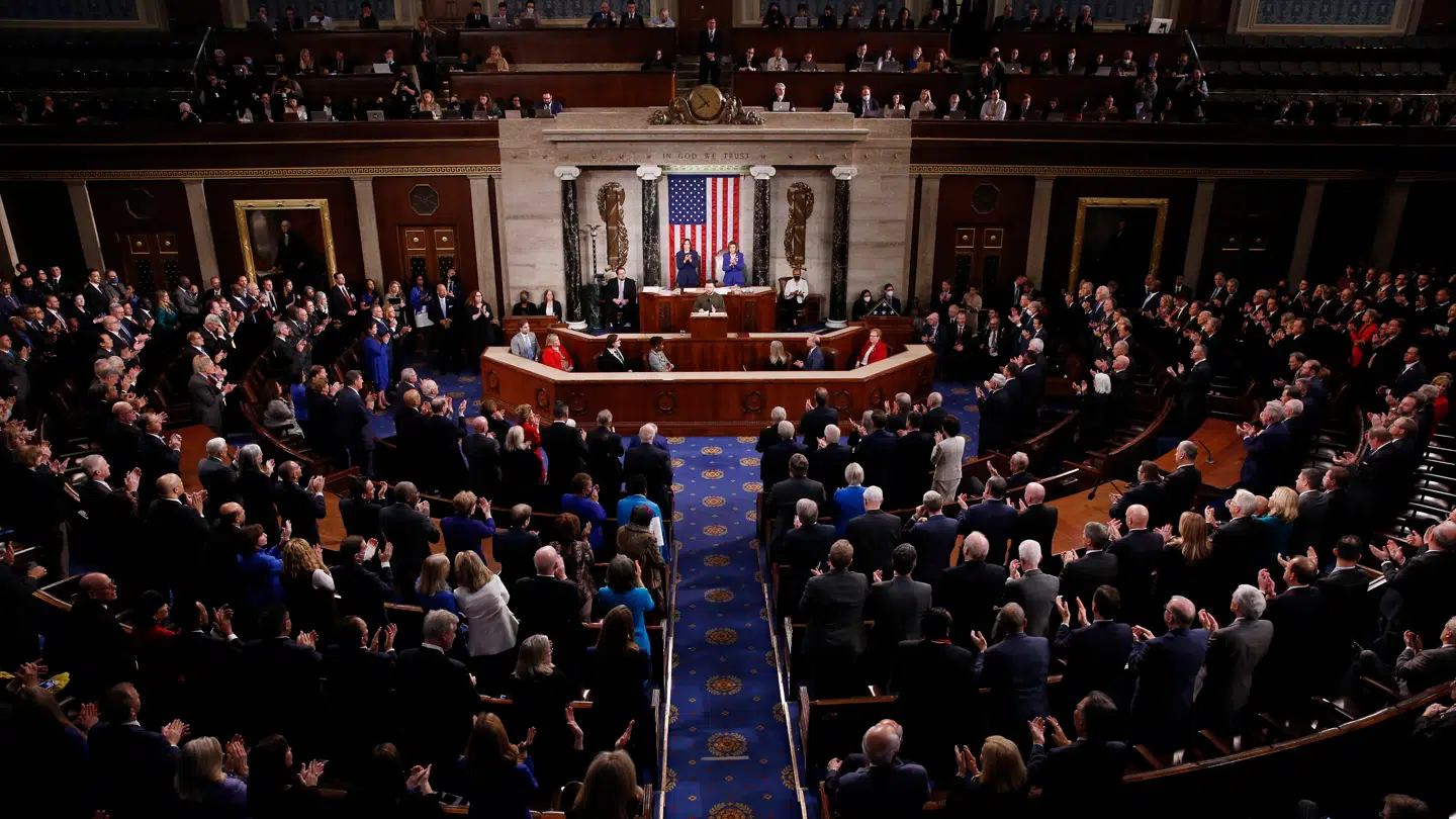 Zelenskyj på besøg i den amerikanske Kongress 21. december 2022. Fuldt hus og stående klapsalver.
