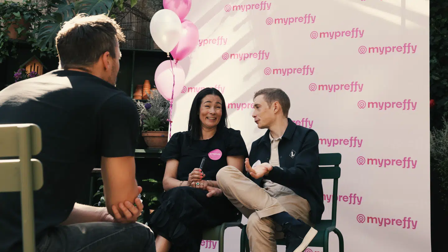 Trine Marie Vingegaard Hansen og Jonas Vingegaard i Tivoli, da appen Mypreffy blev præsenteret.
