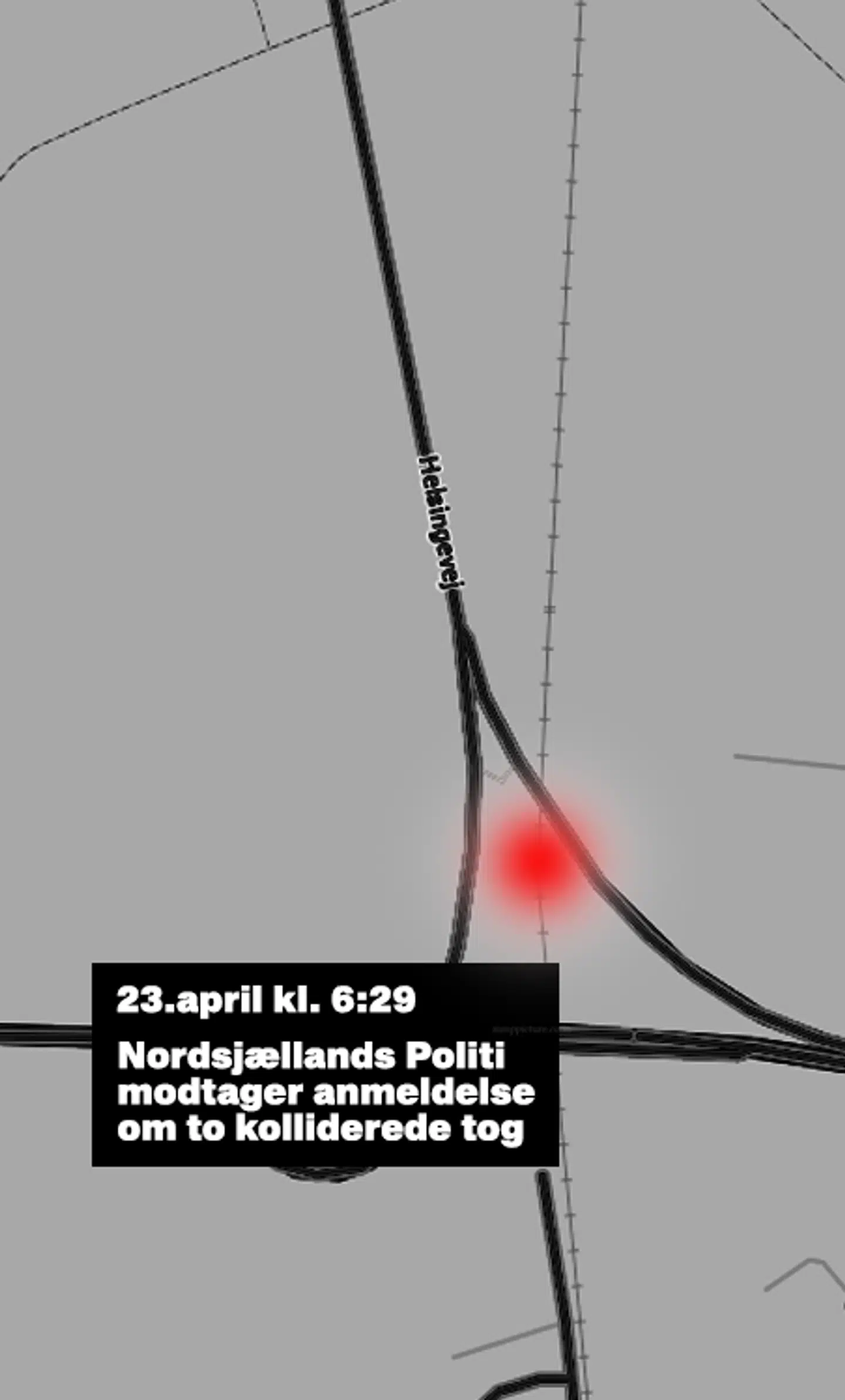 Netop her – hvor togbanen krydser Helsingevej, fandt ulykken sted.