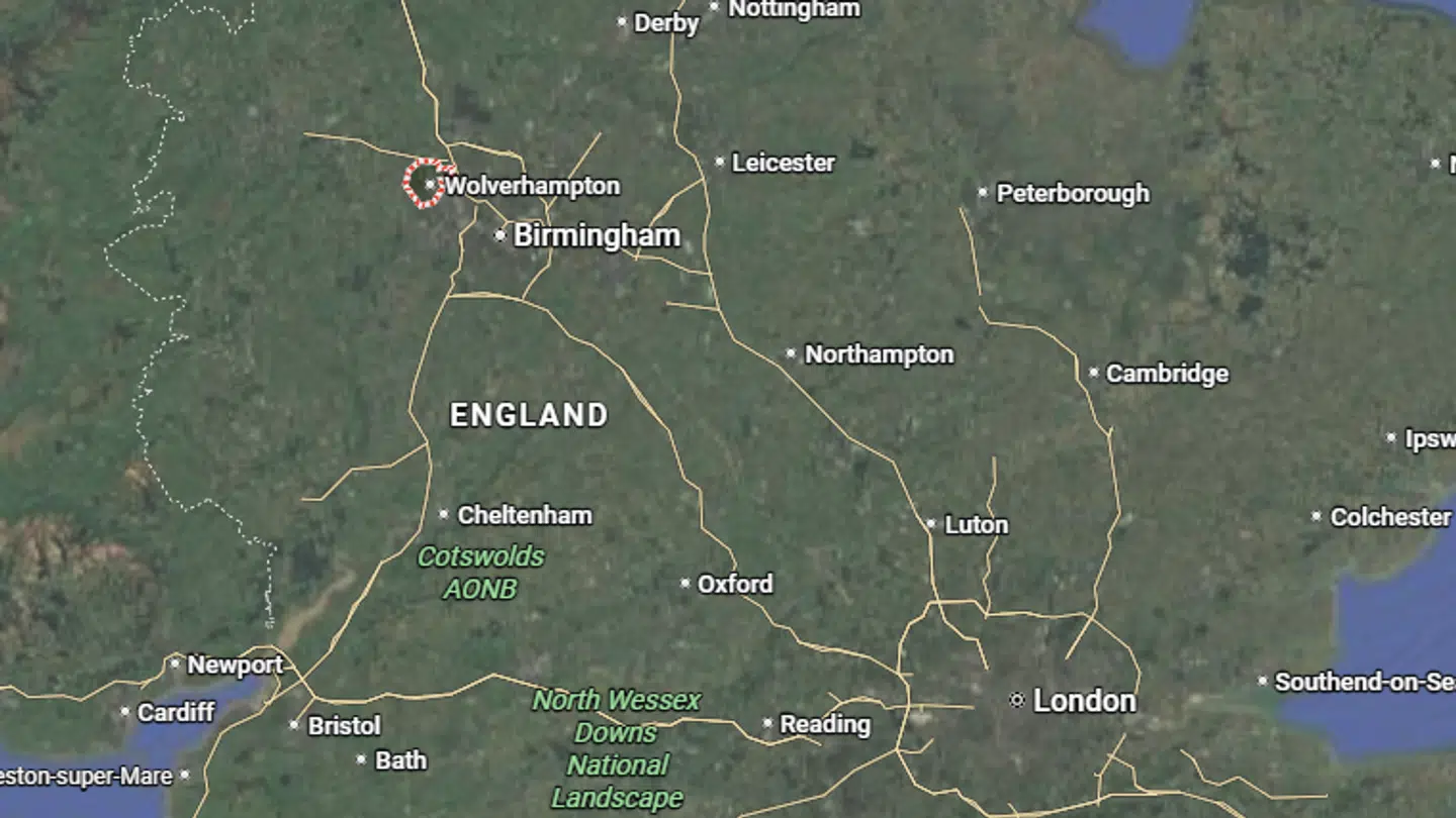 Branden fandt sted i den engelske by Wolverhampton.