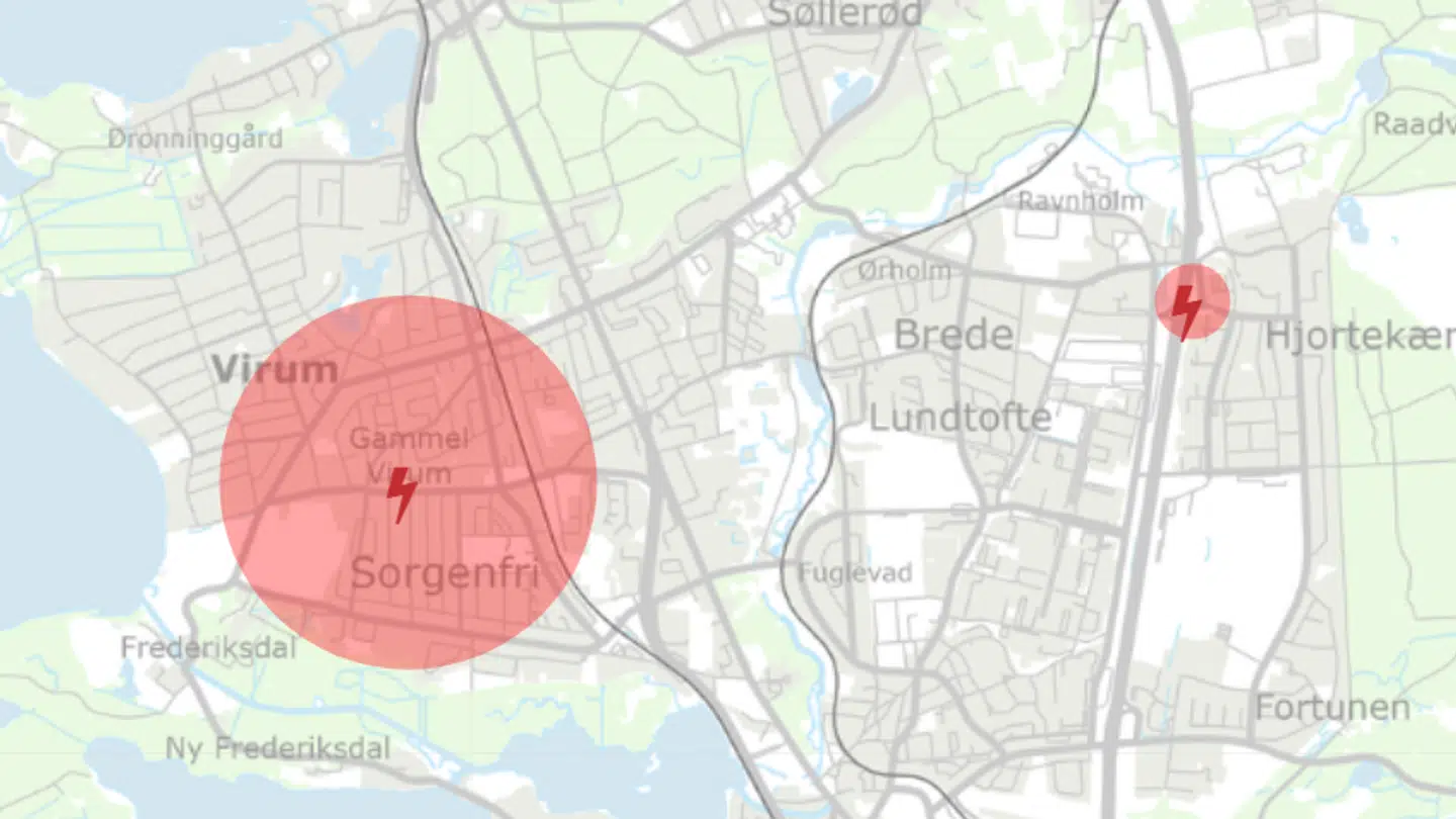 Kortet viser de berørte områder