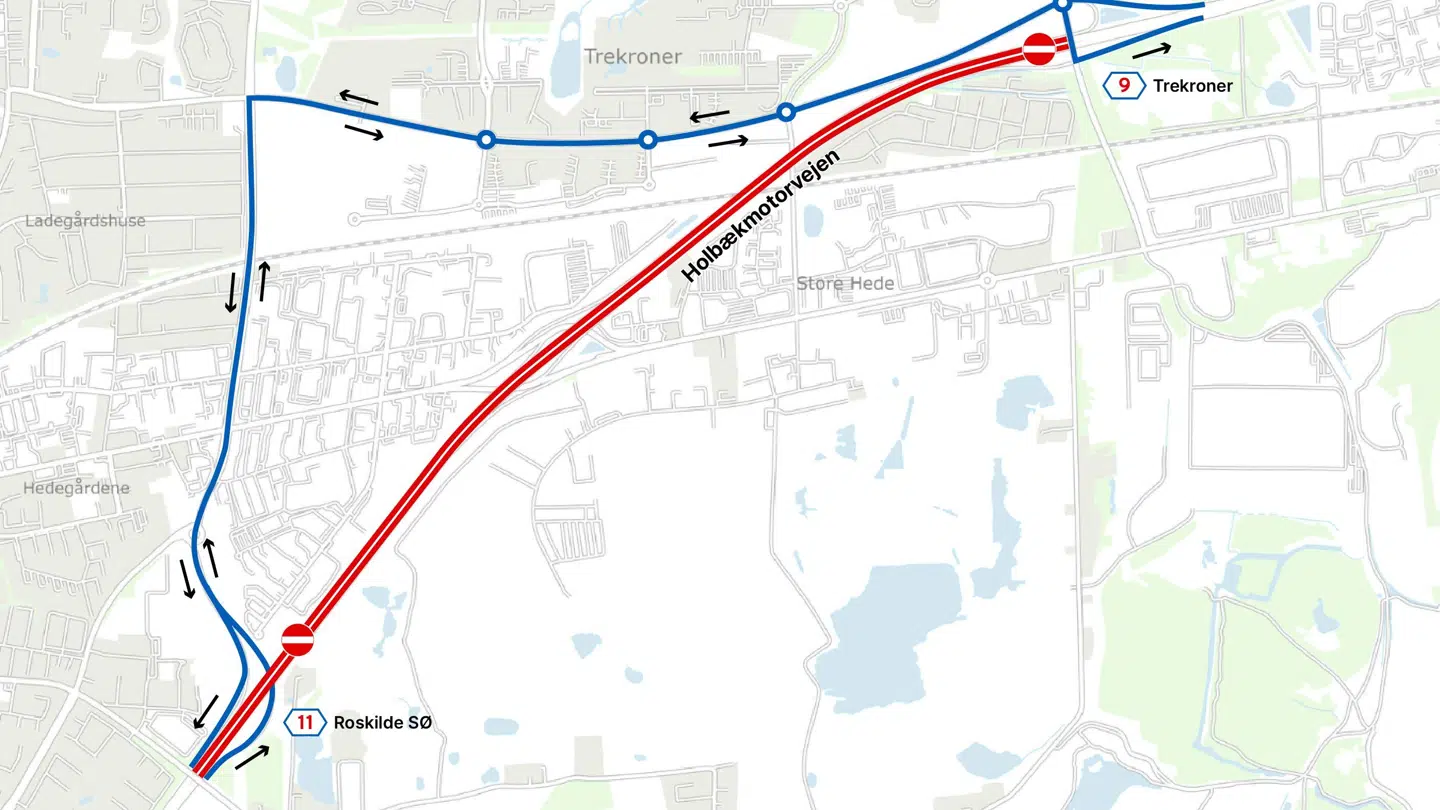 Holbækmotorvejen er totalt spærret.