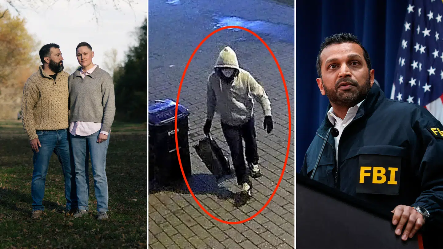 De etablerede medier reagerede med skepsis, da et alternativt højremedie lancerede en tophistorie, som hævdede, at CIA-medarbejderen Shauni Kerkhoff i virkeligheden var en berygtet bombemand. Men FBI var ikke skeptisk og satte alle ressourcer ind på historien og fik Kerkhoffs liv til at smuldre. Det fortæller en vigtig historie om lov og ret i Trumps USA. Til venstre er Shauni Kerkhoff sammen med sin kæreste, Daniel Dickert. I midten den berygtede bombemand, som placerede rørbomber i Washington, og til højre Trumps valg som FBI-direktør, Kash Patel.