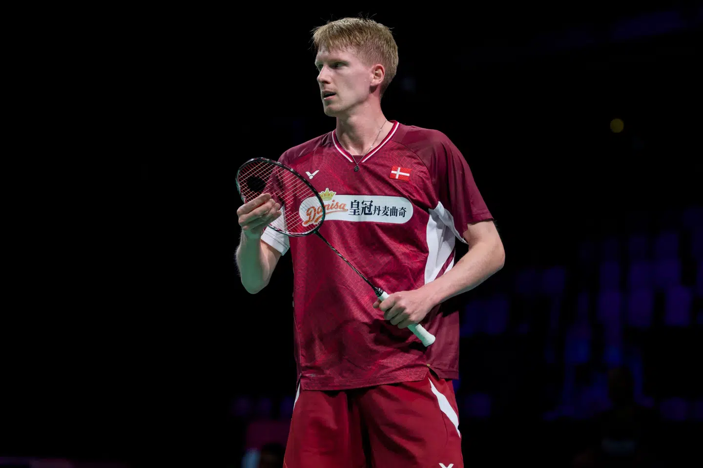 Ditlev Jæger Holm var tæt på at vinde sin singlekamp mod Taiwan onsdag aften, men han missede fem matchbolde og tabte. En sejr i den kamp ville have sikret Danmark en samlet sejr over Taiwan. I stedet tabte Danmark og blev toer i gruppen. (Arkivfoto).