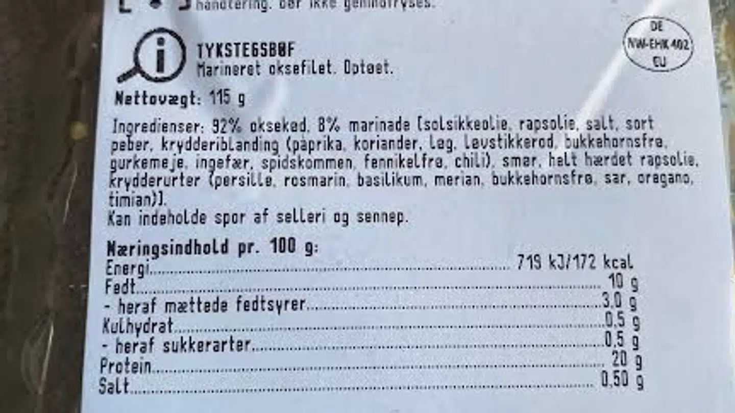 Her ses et eksempel på bagsiden af produktet.