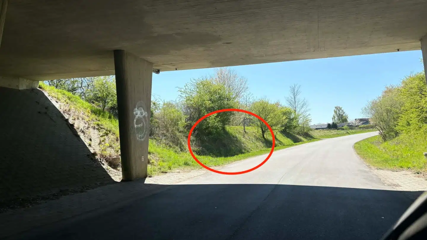 Her er et billede, hvor et af børnene blev antastet af manden tæt på Vipperød. Drengen gik ved den røde ring, da en modkørende bilist stoppede bilen og tilbød et lift.