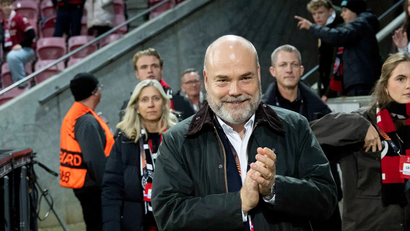 FC Midtjyllands ejer Anders Holch Povlsen efter 3-1-sejren i Europa League-kampen mellem FC Midtjylland og Celtic FC på MCH Arena i Herning torsdag den 6. november 2025.