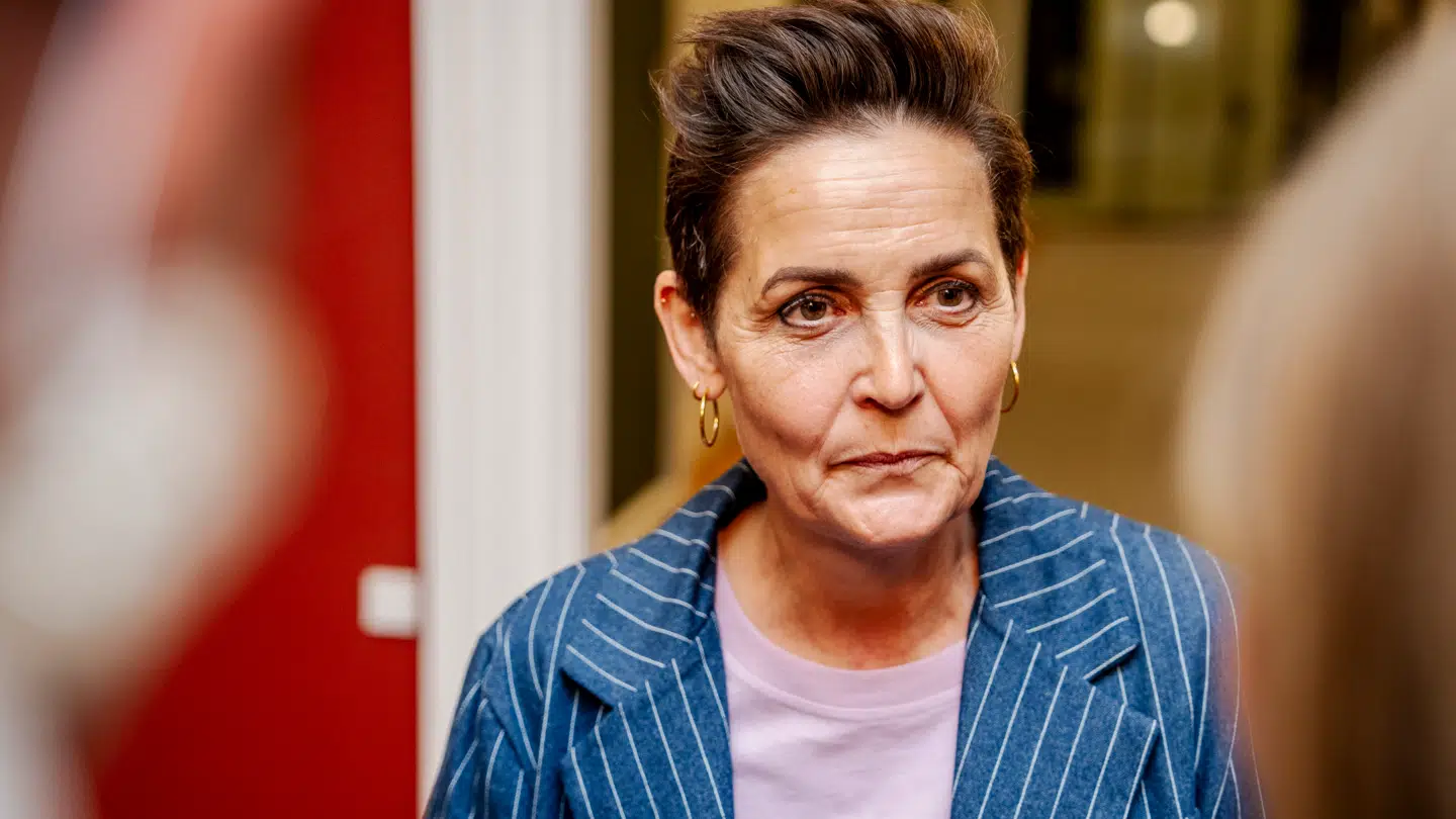 Pia Olsen Dyhr (SF) efter regeringsforhandlinger i Statsministeriet på Christiansborg i København 28. april.