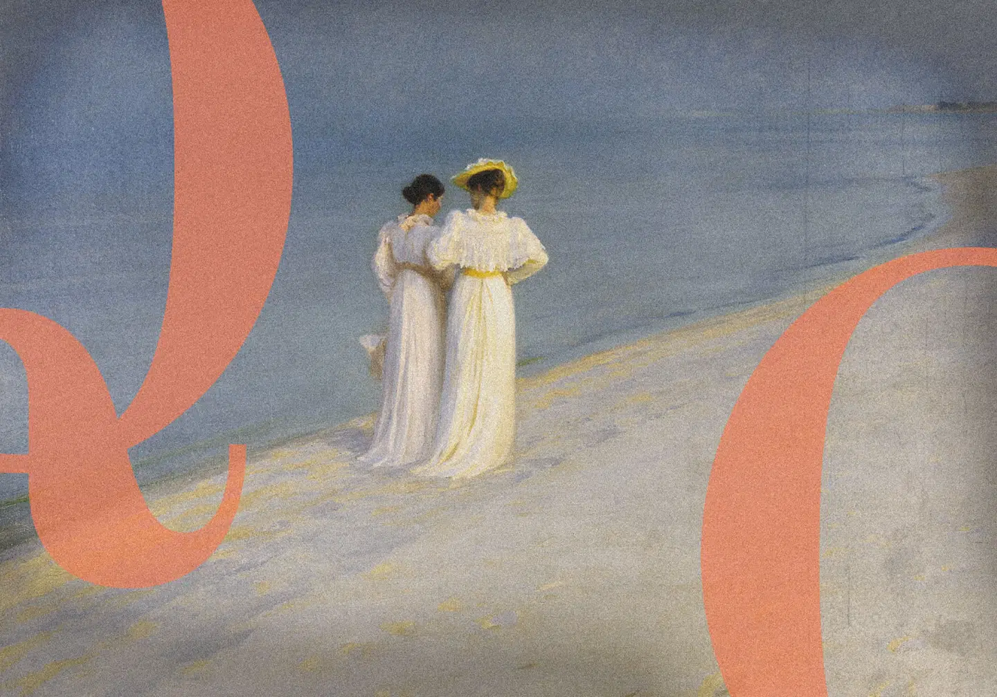 De lyse nætters tid er kommet. Maleri: Sommeraften ved Skagen Sønderstrand. Anna Ancher og Maria Krøyer af P.S. Krøyer, 1893