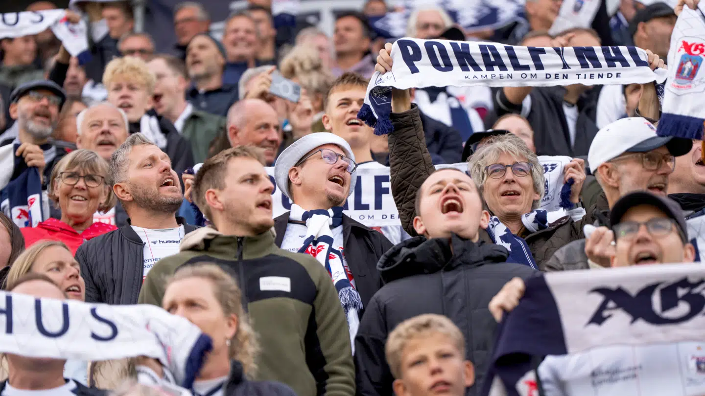 AGFs fans under superligakampen mellem AGF og Brøndby IF på Ceres Park Vejlby i Aarhus søndag den 21. september 2025.