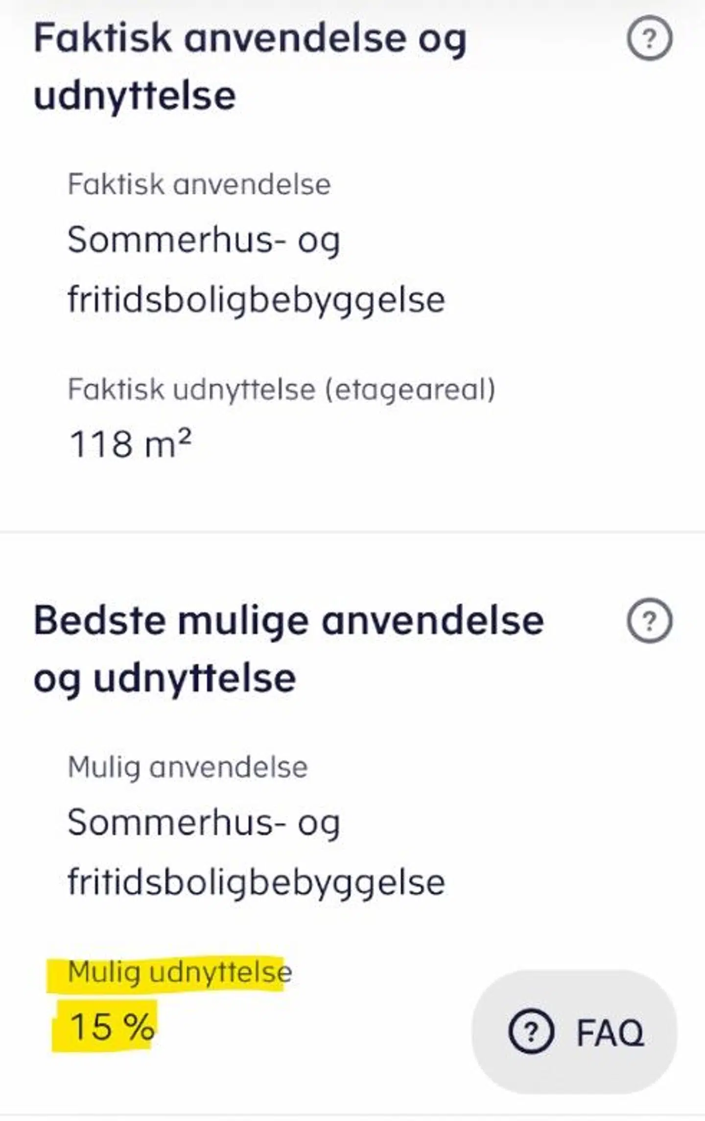 Udsnit af deklarationsmeddelsen for Per Leisbys sommerhus.
