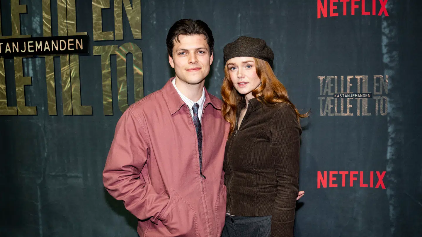 Alex Høgh Andersen og Johanne Milland til premiere på Kastanjemanden: Tælle til en, tælle til to i Østre Gasværk i København, tirsdag den 21. april 2026.