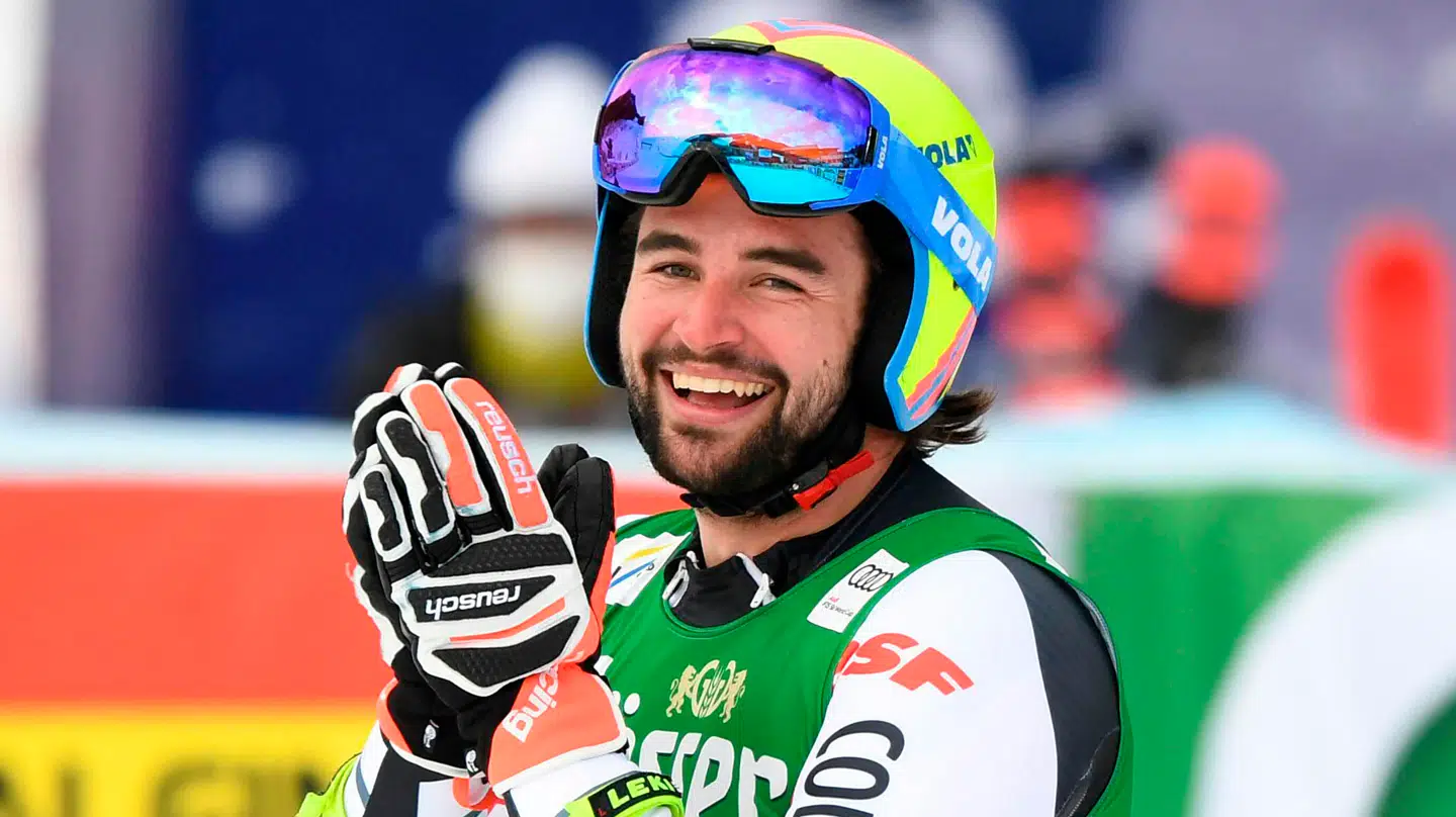 30-årige Matthieu Bailet efter et Super G-løb i World Cuppen i 2021.