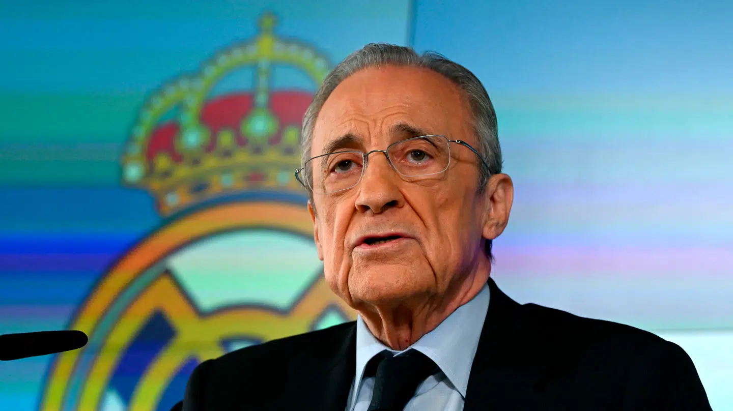 Real Madrids præsident Florentino Perez holder pressekonference tirsdag 12. maj.