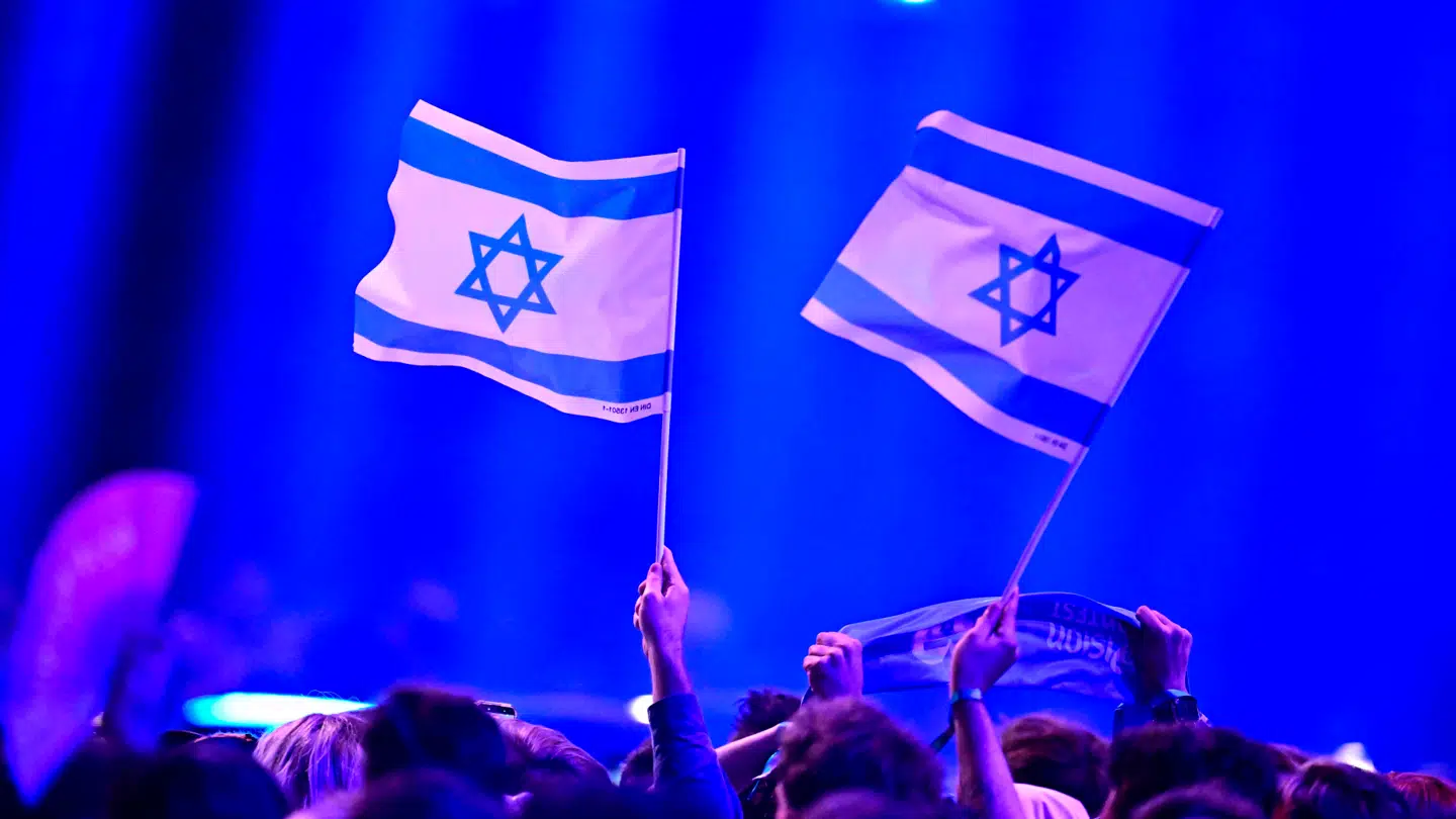 Israel-flag blandt publikum under tirsdagens første semifinale.