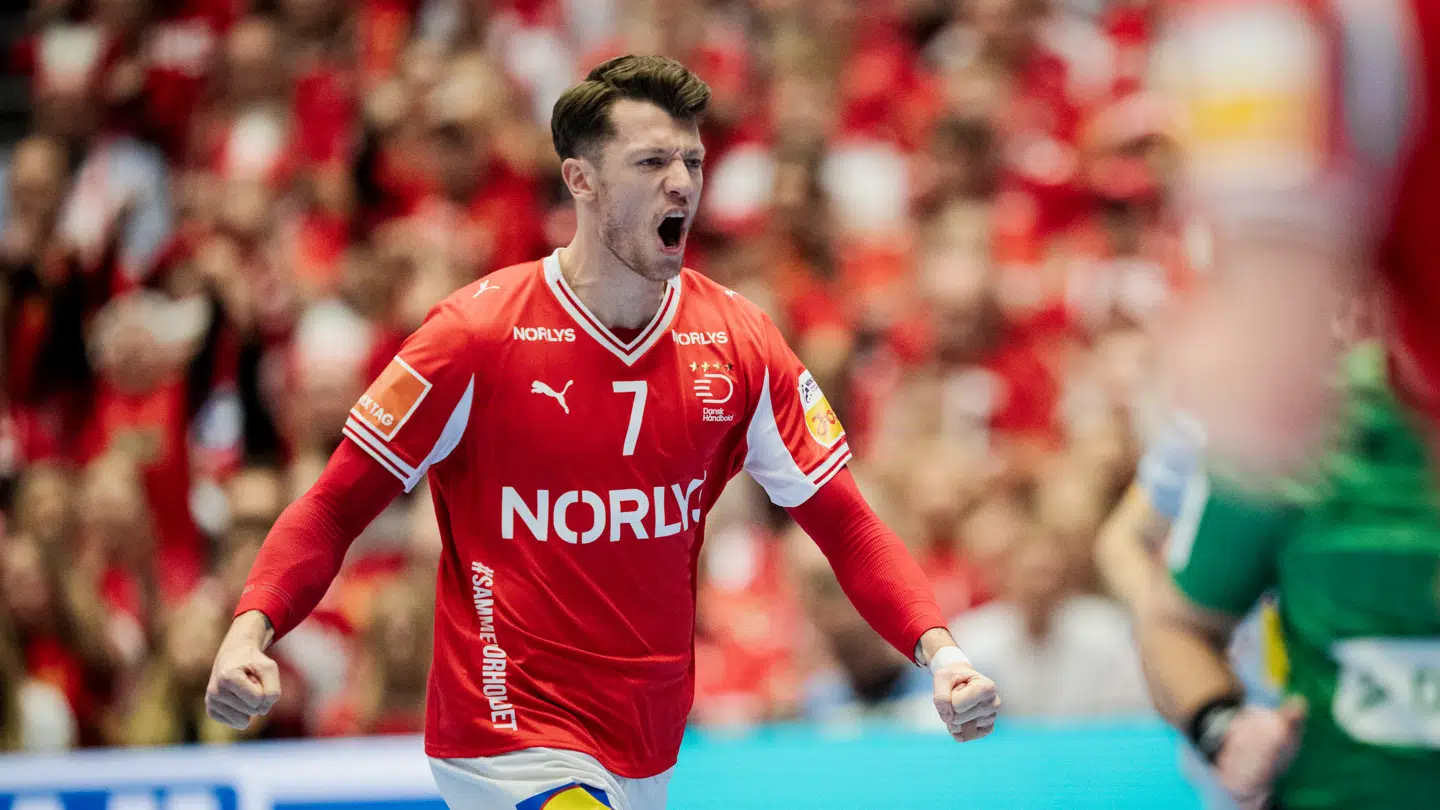 Emil Jakobsen under EHF Euro 2026 mellemrunden herrehåndboldkampen mellem Danmark og Spanien i Jyske Bank Boxen i Herning tilbage i januar 2026.